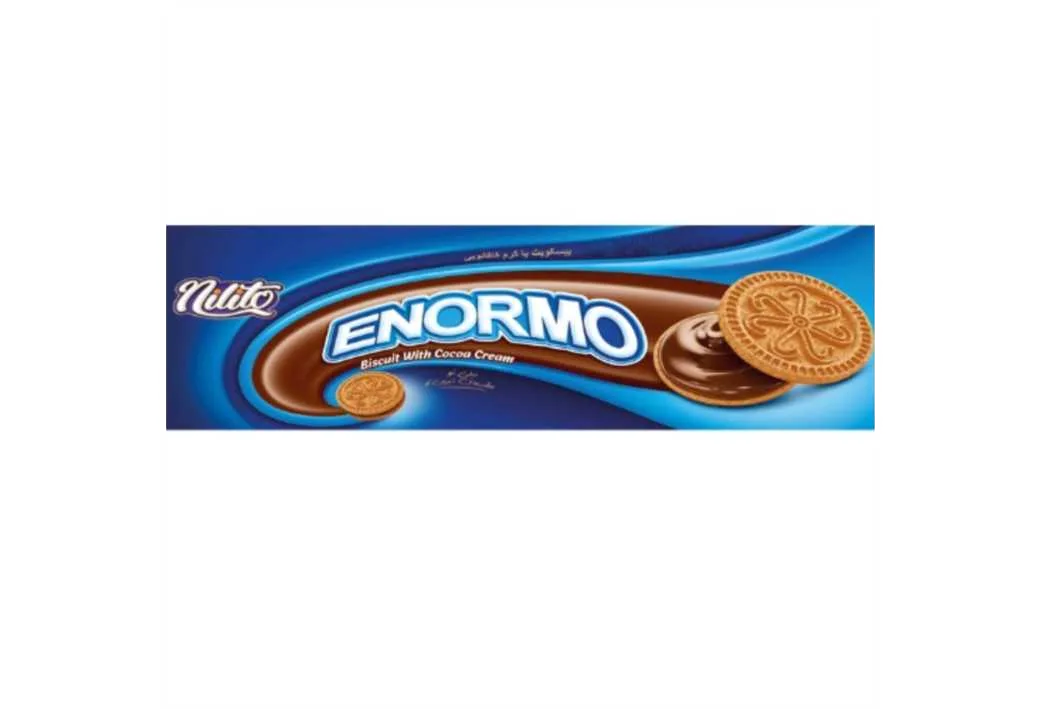 نیلی تو لحظه های شیرین تو بیسکویت با کرم کاکائویی ENORMO Biscuit With Cocoa Cream